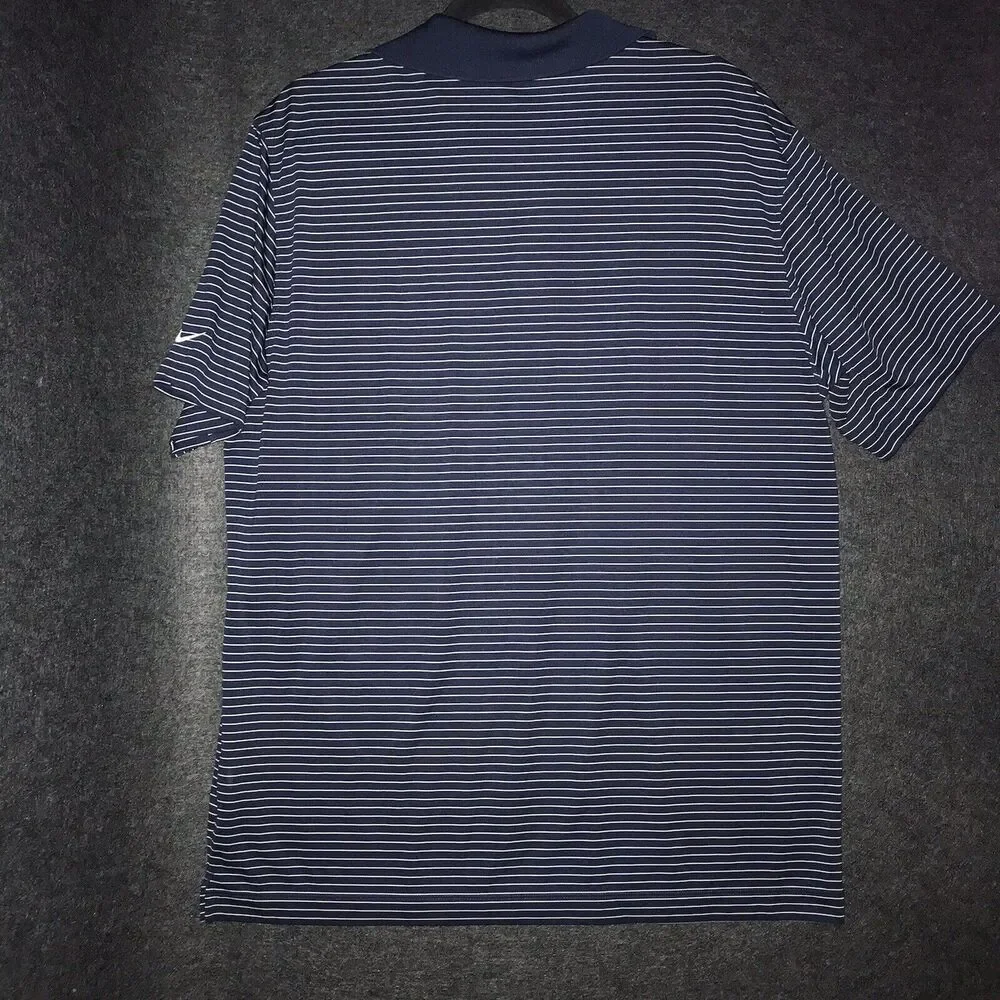Nike‎ Shirt Golf Tour Performance Mens Large Blue White Stripe Short Sleeve Polo